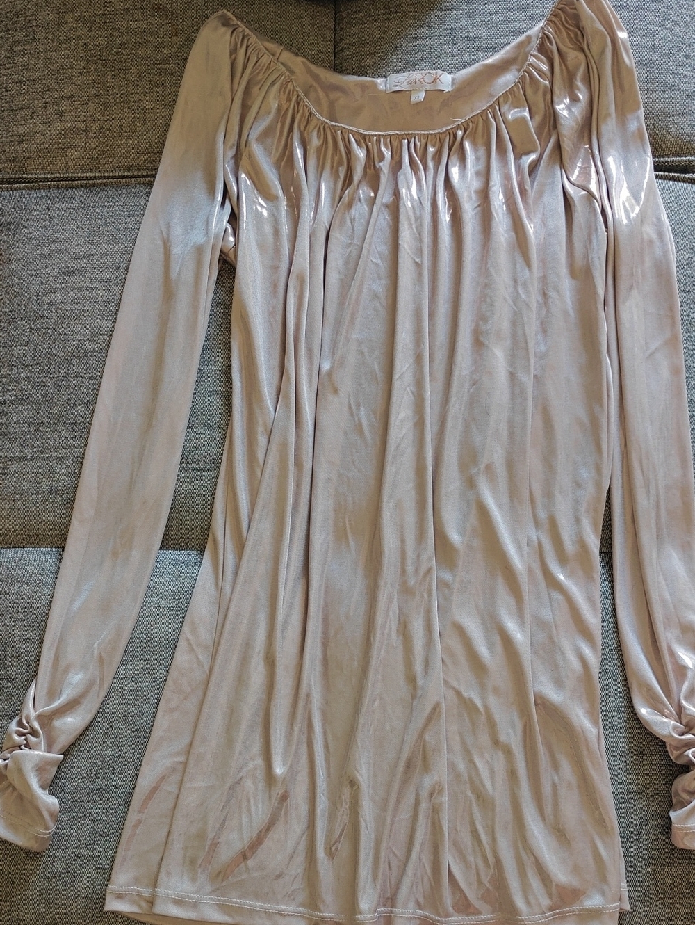 La RockLong Sleeve Shirred Neck Dress - Pale Blush